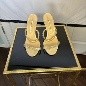 Manolo Blahnik Diamond CRYSTAL  Ivory Heels 36 - Size 6 Delicate Elegant